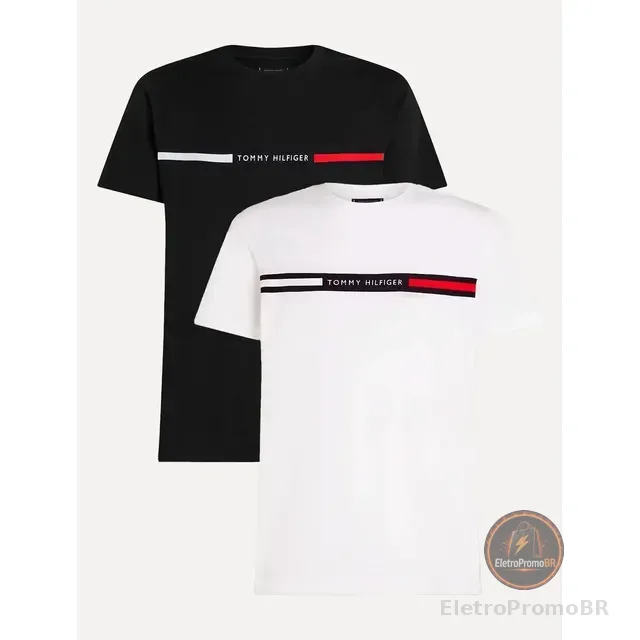 Kit Camisetas Tommy Hilfiger Chest Insert Branca/preta 2un