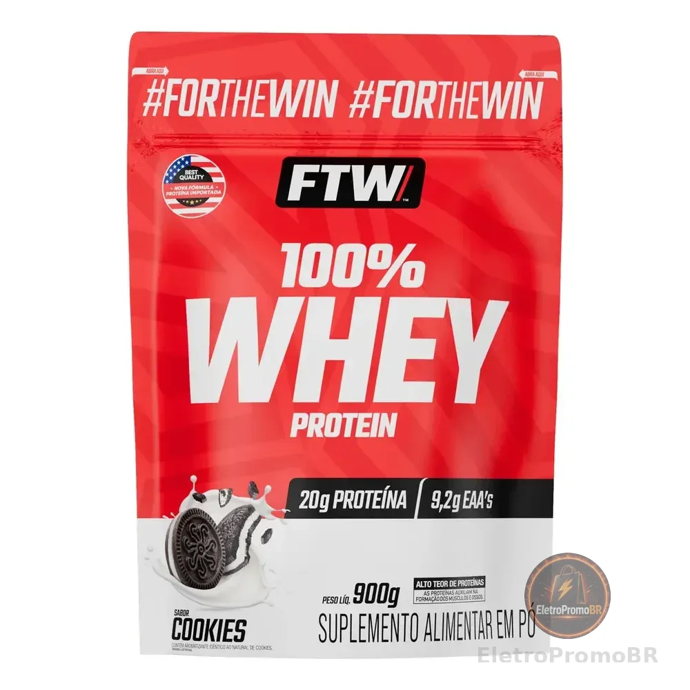 Whey Protein 100% Concentrado Refil 900g Sabor Cookies - Ftw Biscoitos