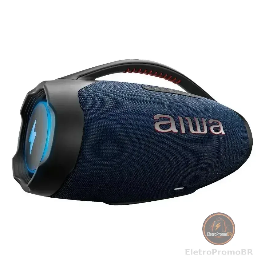 Caixa De Som Boombox Plus Aiwa Bbs-01-lbl 200w Bluetooth 30h Ip66 Usb Rgb Azul 127/220v