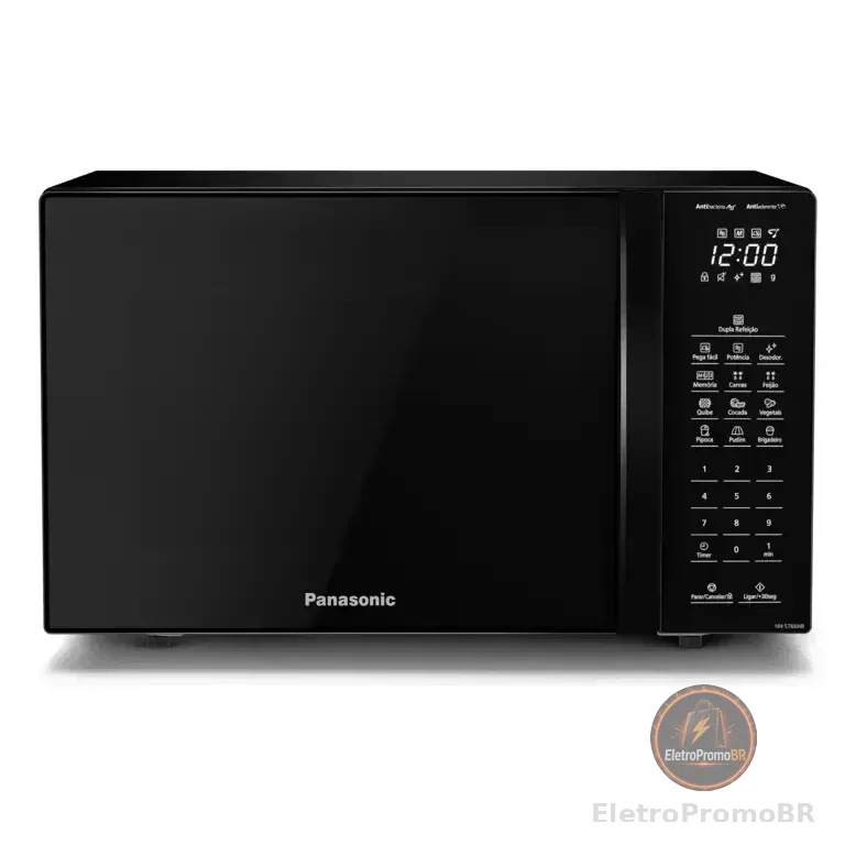 Microondas Panasonic Nn-st66nbru Black Glass 34l Dupla Refeição 127v