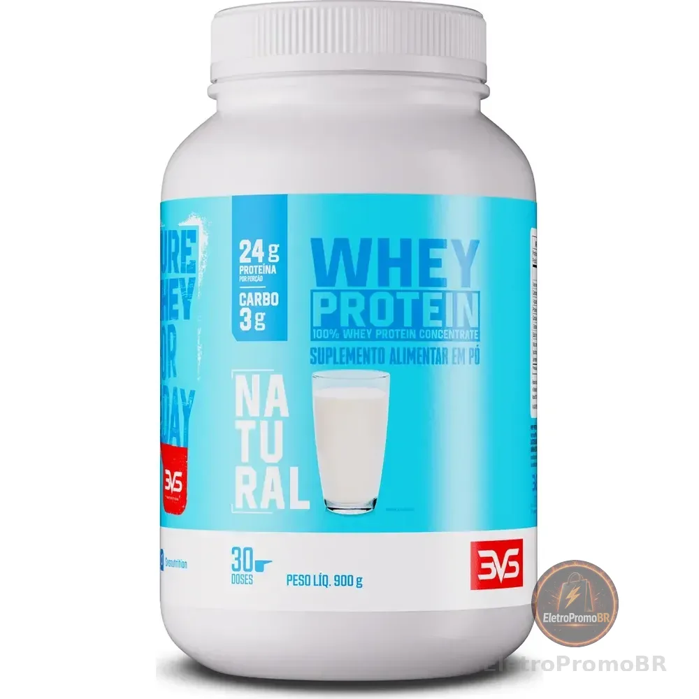 100% Whey Protein Concentrado 900g Sabor Natural - Proteína 100% Pura - 3vs Nutrition