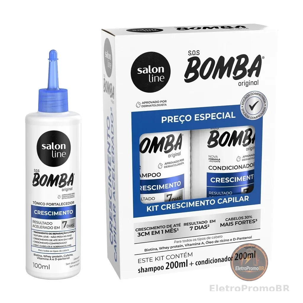 Kit SOS Bomba Original 200ml + Tônico Crescimento acelerado Salon Line
