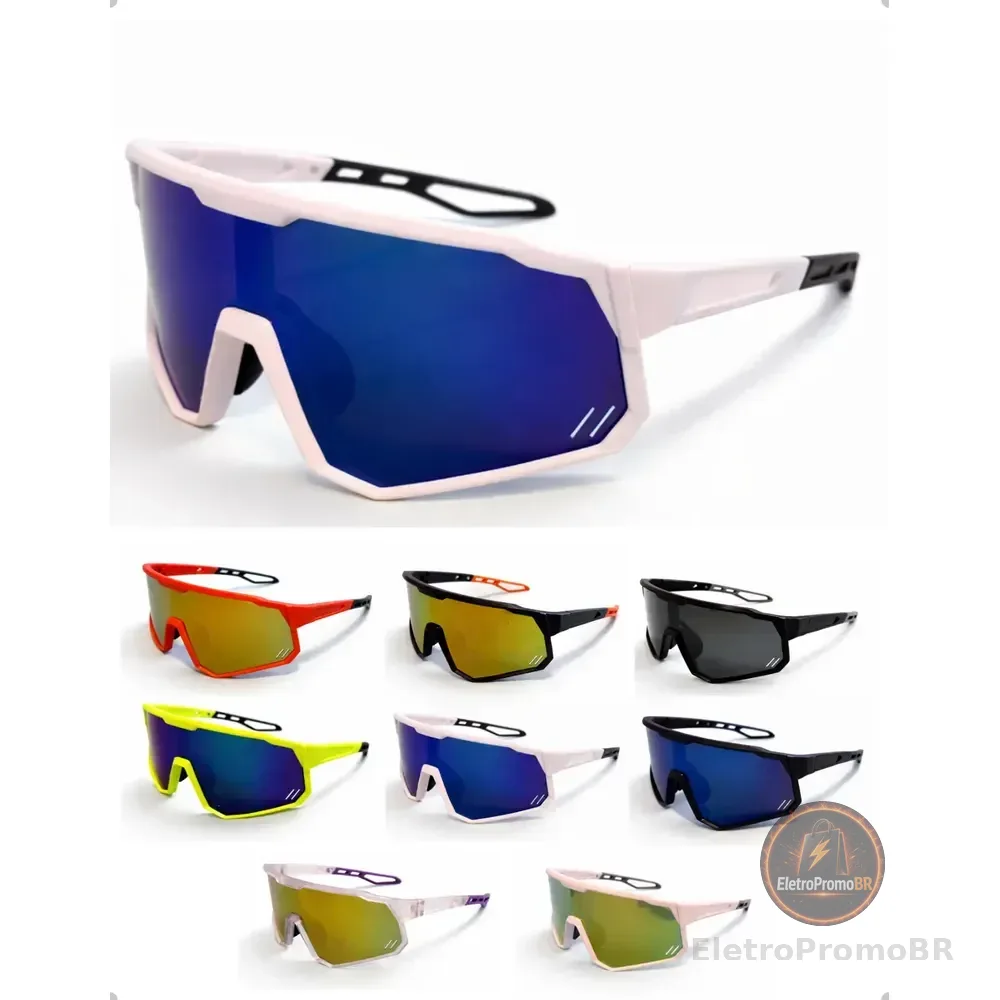 Oculos Polarizado Esportivo De Sol Ciclismo Corrida Uv400 Nf Branco Azul Espelhado