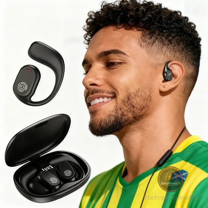 Fones de Ouvido Bluetooth Esportivo TWS 5.3 - Leve, Resistente e com Display de Bateria-B8