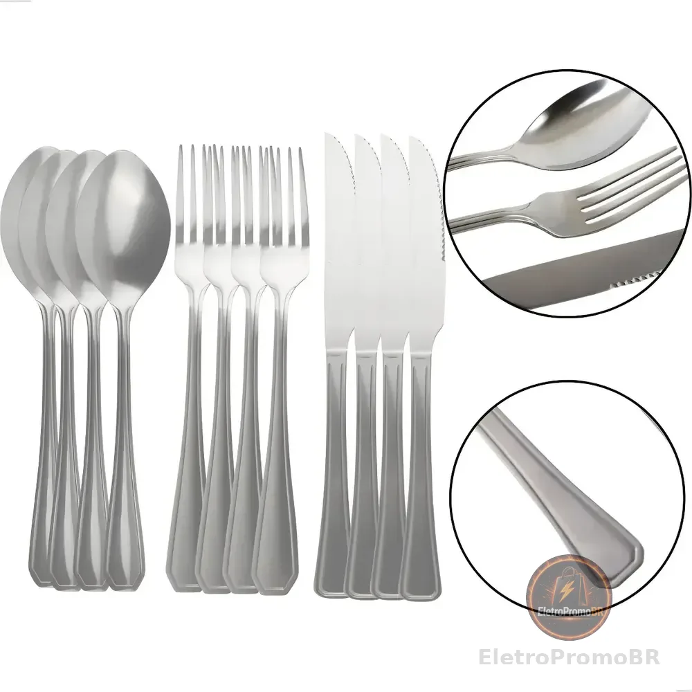 Faqueiro Inox Talheres Cozinha Jogo Mesa Posta Prata Luxo Prateado