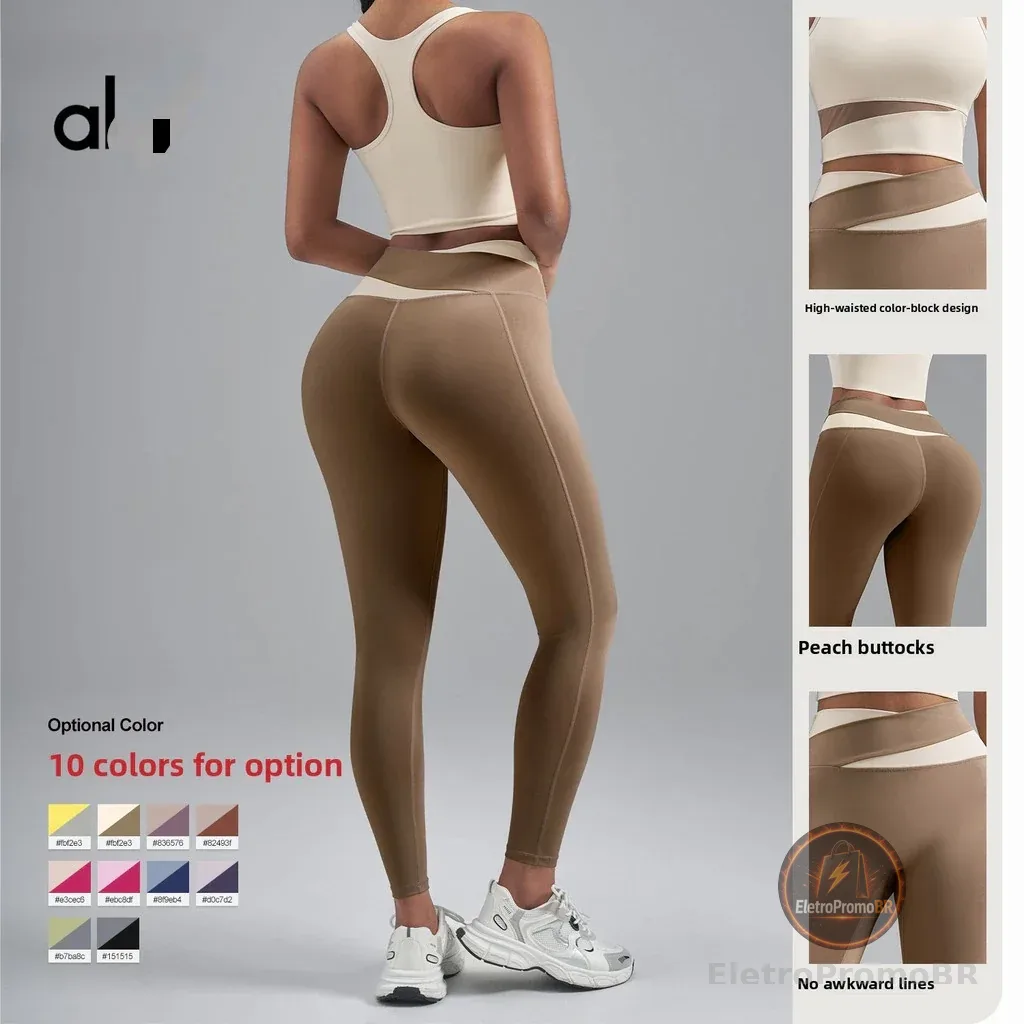 Conjunto De Ioga Com Bloqueio De Cores , Pêssego , Justo , À Prova De Choque , Alta Elasticidade , Esportivo , fitness ,