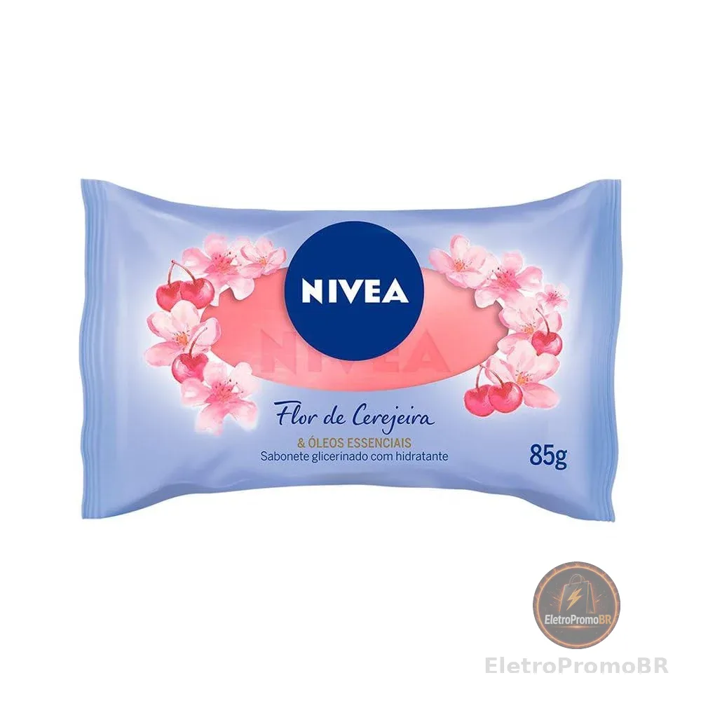 NIVEA Sabonete em Barra Flor de Cerejeira & Óleos Essenciais 85g, Limpeza Suave, Banho, Pele Macia e Hidratada, Uso Diário, Todas as Peles