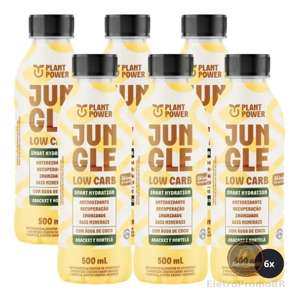 6x Isotônico Jungle Plant Power Abacaxi E Hortelã 500ml