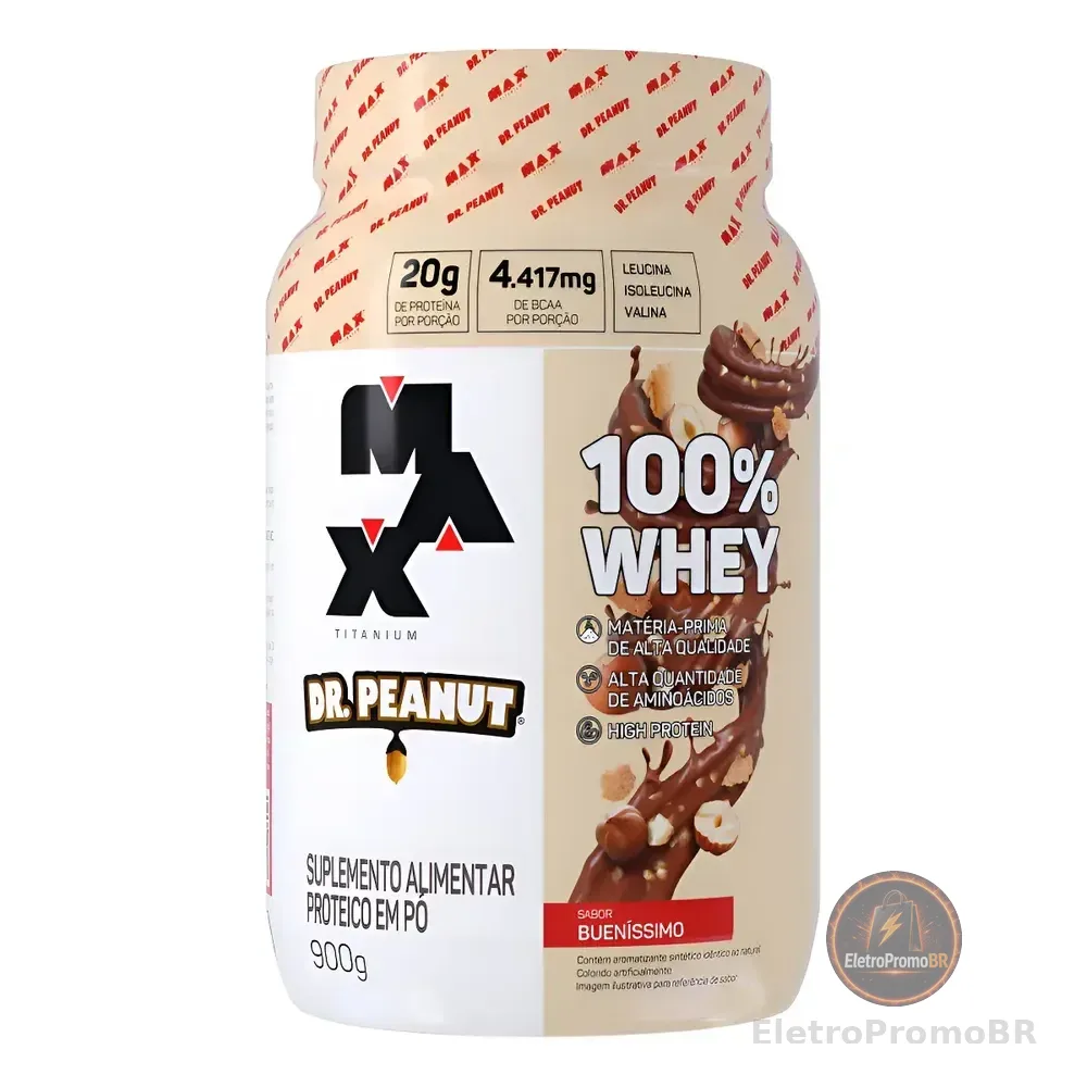 100% Whey Ramon Dino - Dr Peanut - Rafael Brandão Pote 900g Sabor Bueníssimo - Dr Peanut