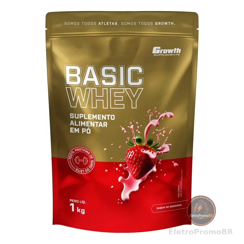 Basic Whey 1kg Growth Supplements Morango