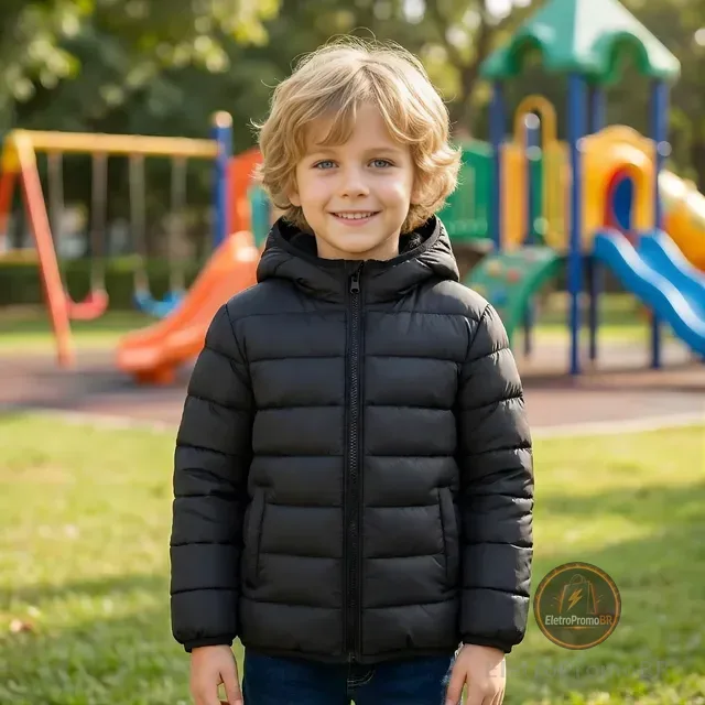 Jaqueta Puffer Infantil Masculino Pelinhos Touca Frio Luxo