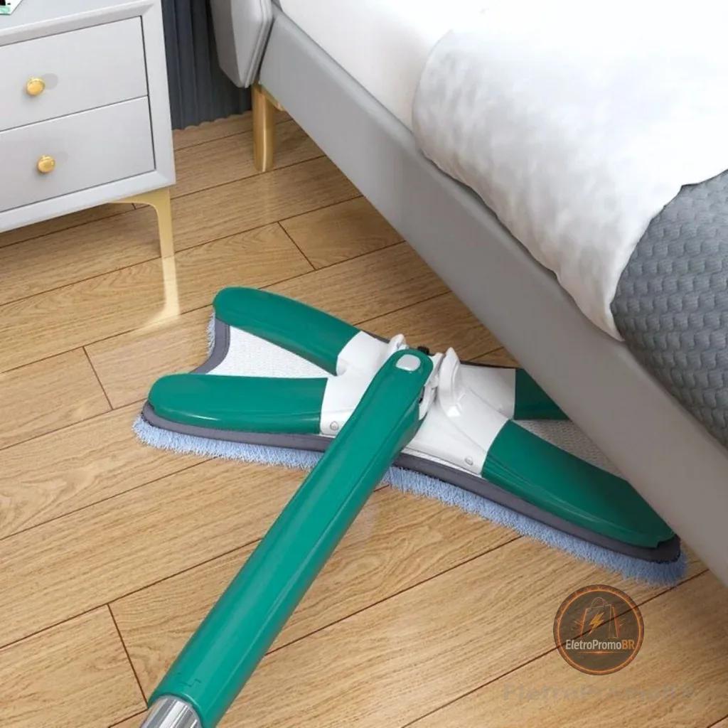 Esfregão Giratório 360° Lava e Seca com Torção, Microfibra Multiuso + Refil p/ Piso e Cozinha