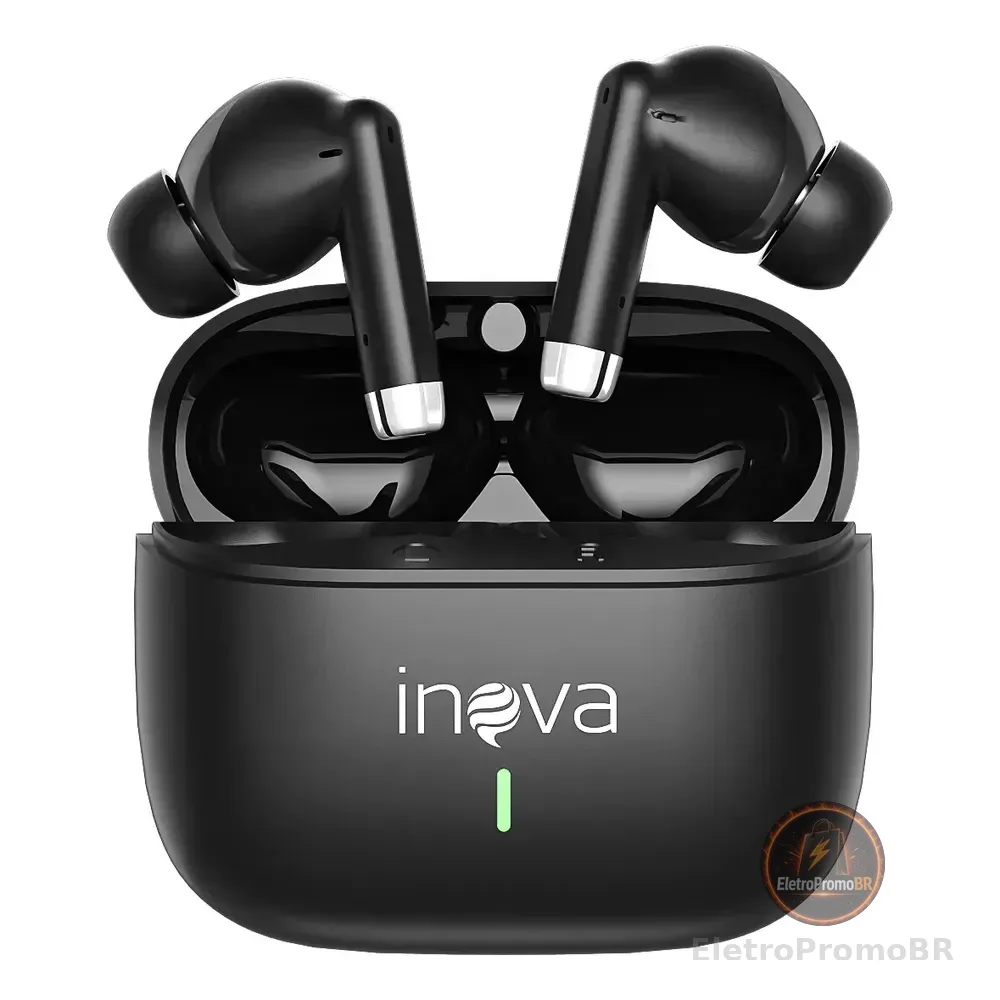 Fone De Ouvido Sem Fio Bluetooth 5.3 Tws Intra-auricular 50h Fone De Ouvido Bluetooth Sem Fio Tws Bateria De Longa Duração Cor Preto, Inova