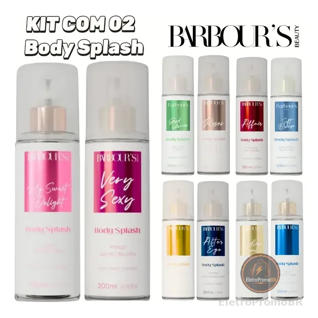 Kit C/ 2 Body Splash Feminino Barbours Beauty 200ml Cada