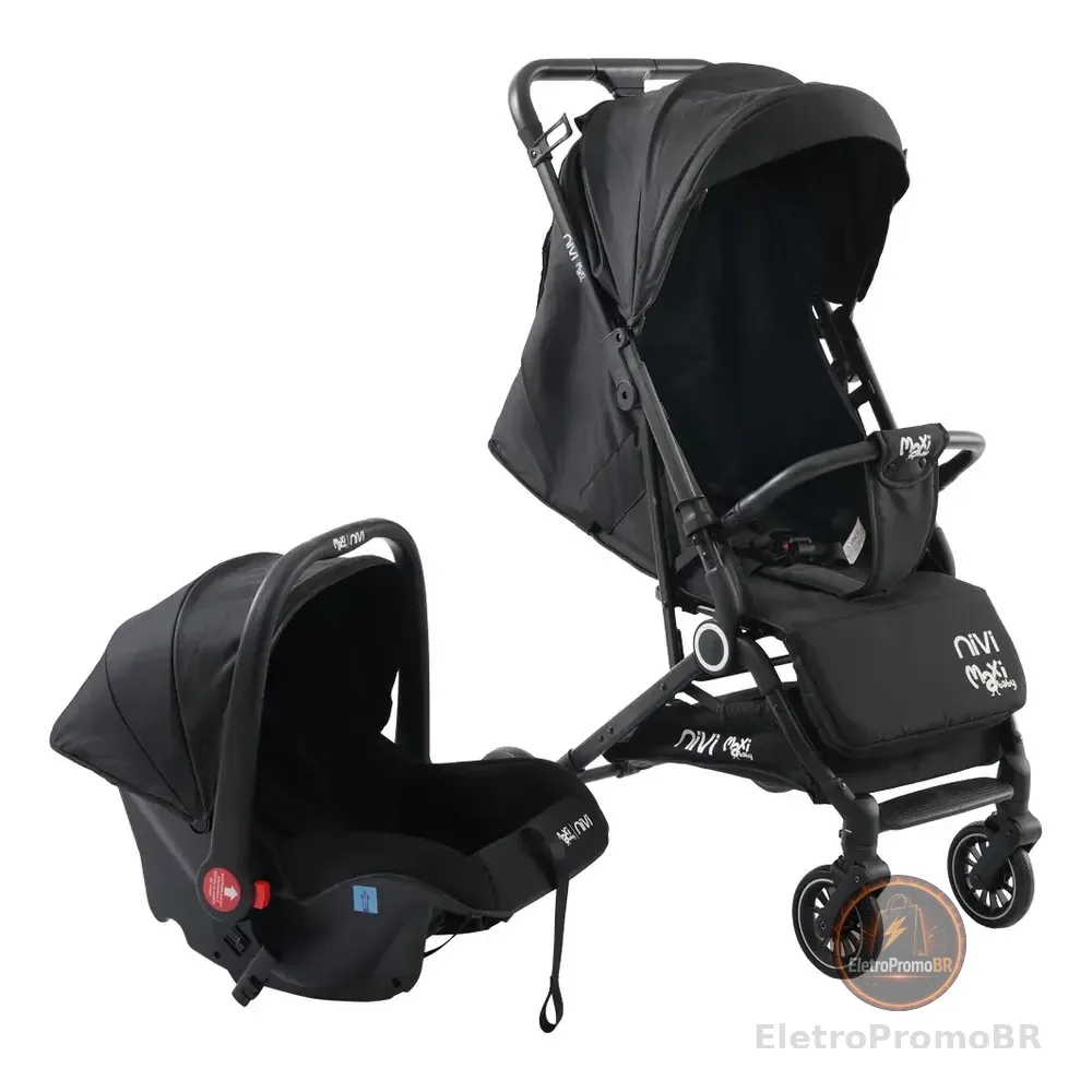 Carrinho De Passeio C/bebê Conforto Ts Nivi Maxi Baby Cor Preto