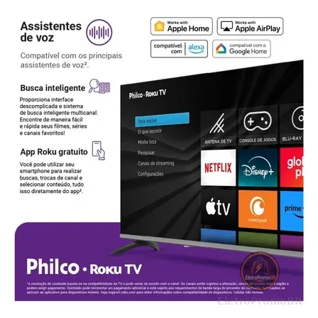 Smart Tv 40" Philco Roku Tv Hdr10 Dolby Áudio P40cra