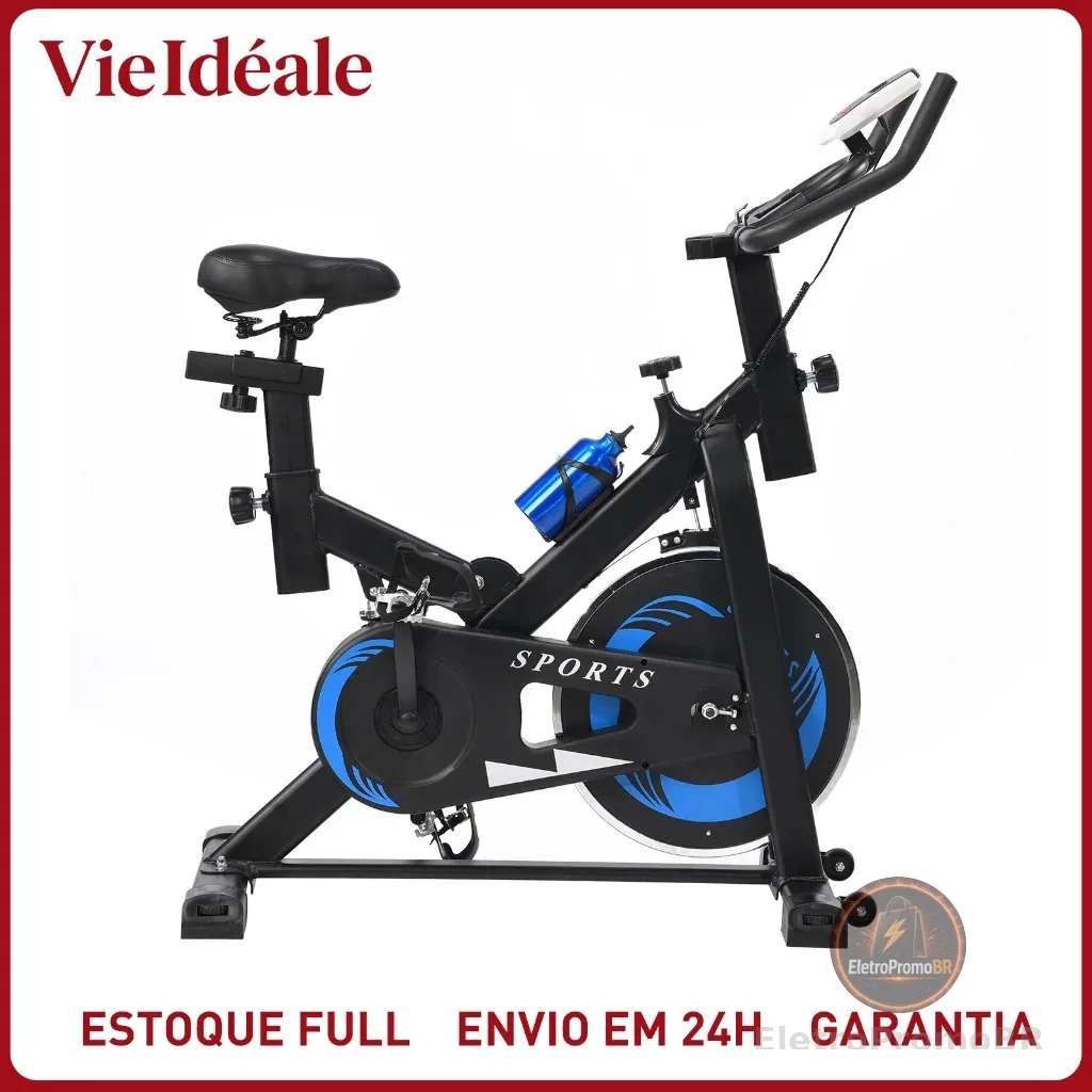 Bicicleta Spinning Profissional 15kg Roda Inércia - Suporta 150kg  | Display Digital | Silenciosa | Altura Ajustável