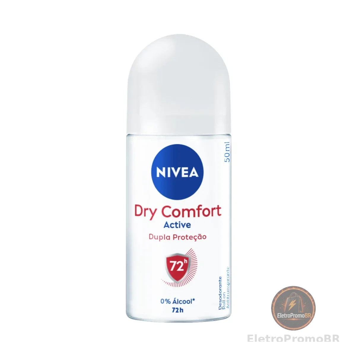 NIVEA Desodorante Antitranspirante Roll On Dry Comfort 50ml - Proteção prolongada de 72h, dupla proteção com ativos antitranspirantes, sensação de axilas secas e frescas