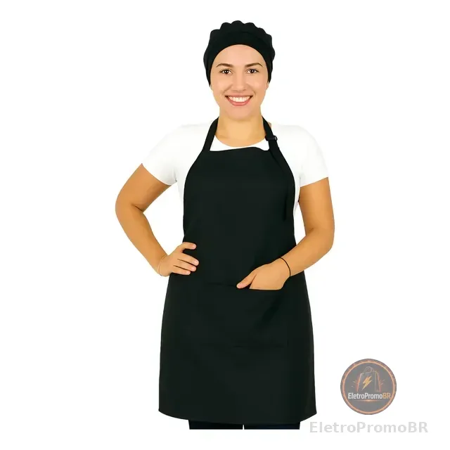 Kit Avental Oxford + Touca Gorro Cozinheira Padaria Cozinha