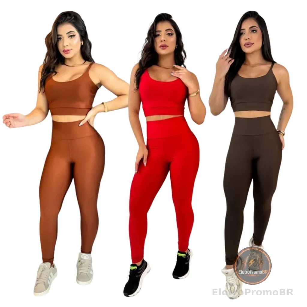Conjunto top e calça fitness zero transparência feminino premium roupa academia legging CrossFit Moda