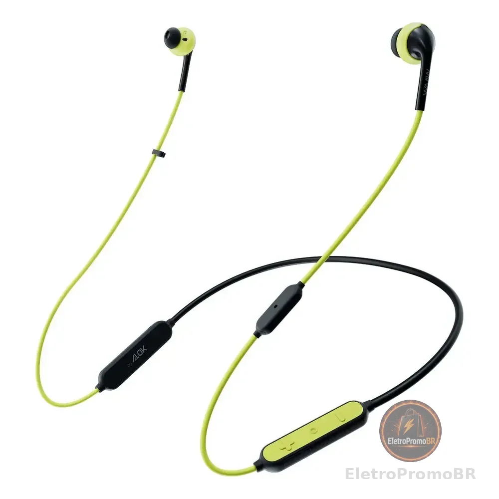 Fone De Ouvido Esportivo Bluetooth Waaw By Alok Move 100ebs Cor Preto E Verde Cor Da Luz Verde