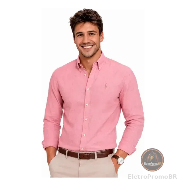 Camisa Social Linho Manga Longa Importada Original