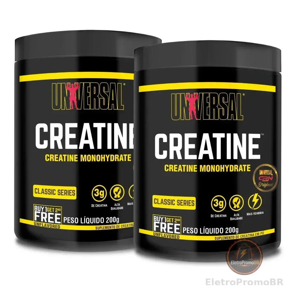 Pack 2 Suplementos Em Pó Universal Creatine Monohydrate Em Pote De 200g Cada Sem Sabor