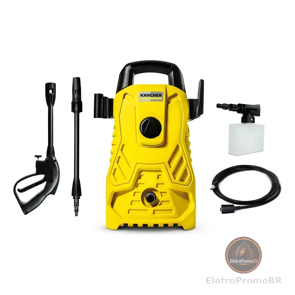 Lavadora De Alta Pressão Kärcher Compacta 1500 Psi/libras 1400w 300l/h Com Aplicador De Detergente E Lança Regulável 127v Amarelo 50/60hz