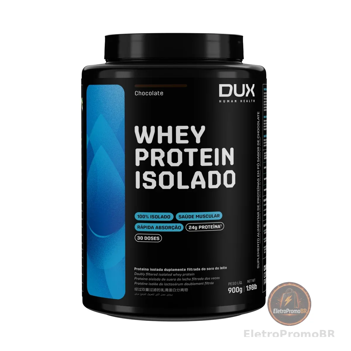 Whey Protein Isolado Chocolate Pote 900g – Contribui para os Resultados e Auxilia a Recuperação Muscular – Dux Human Health
