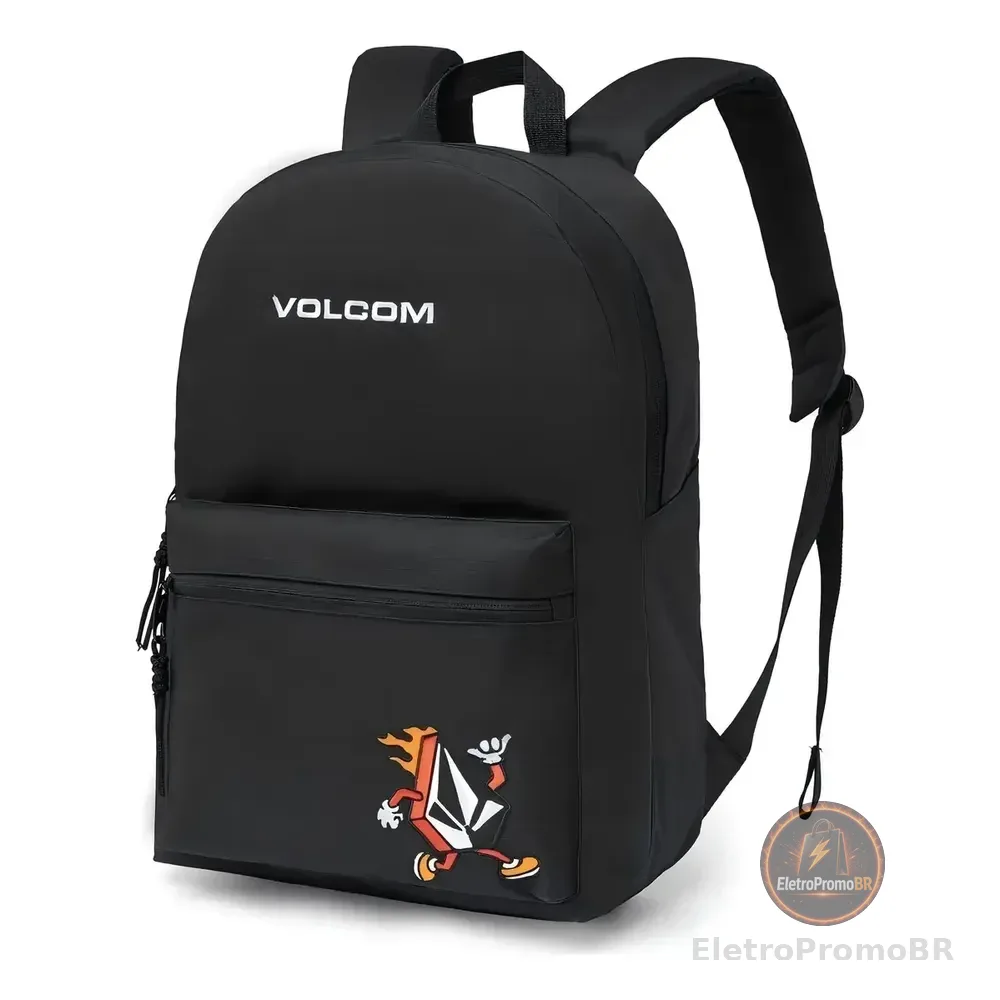 Mochila Universitária Masculina Reforçada Espaçosa Estilosa Cor Preto Desenho Do Tecido Liso