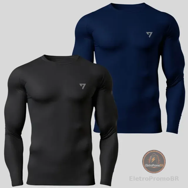 Kit 2 Camisetas Térmicas Masculina Segunda Pele Camisa Uv50