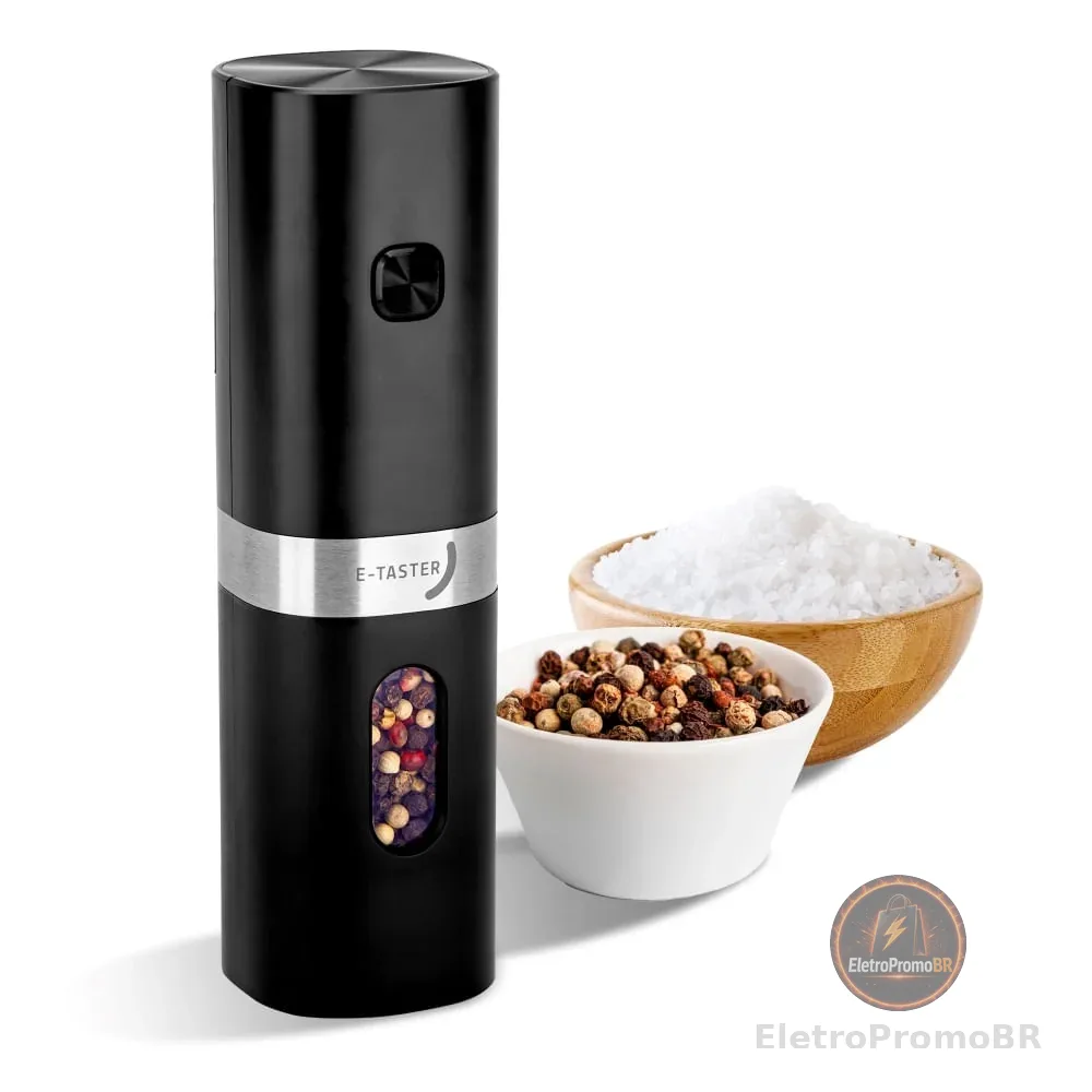 Moedor de Pimenta Sal e Temperos Elétrico Biscuitt E-Taster Cerâmico Com Led