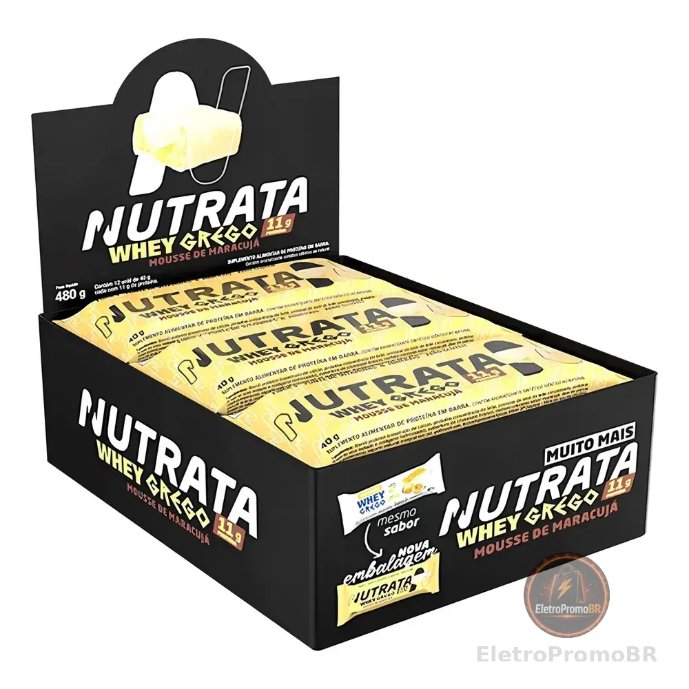Barra Whey Grego 40g 12 Unidades Mousse De Maracujá Nutrata Mousse De Maracujá