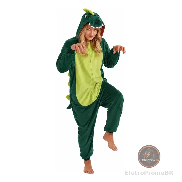 Pijama Macacão Kigurumi Unisex De Dinossauro De Plush
