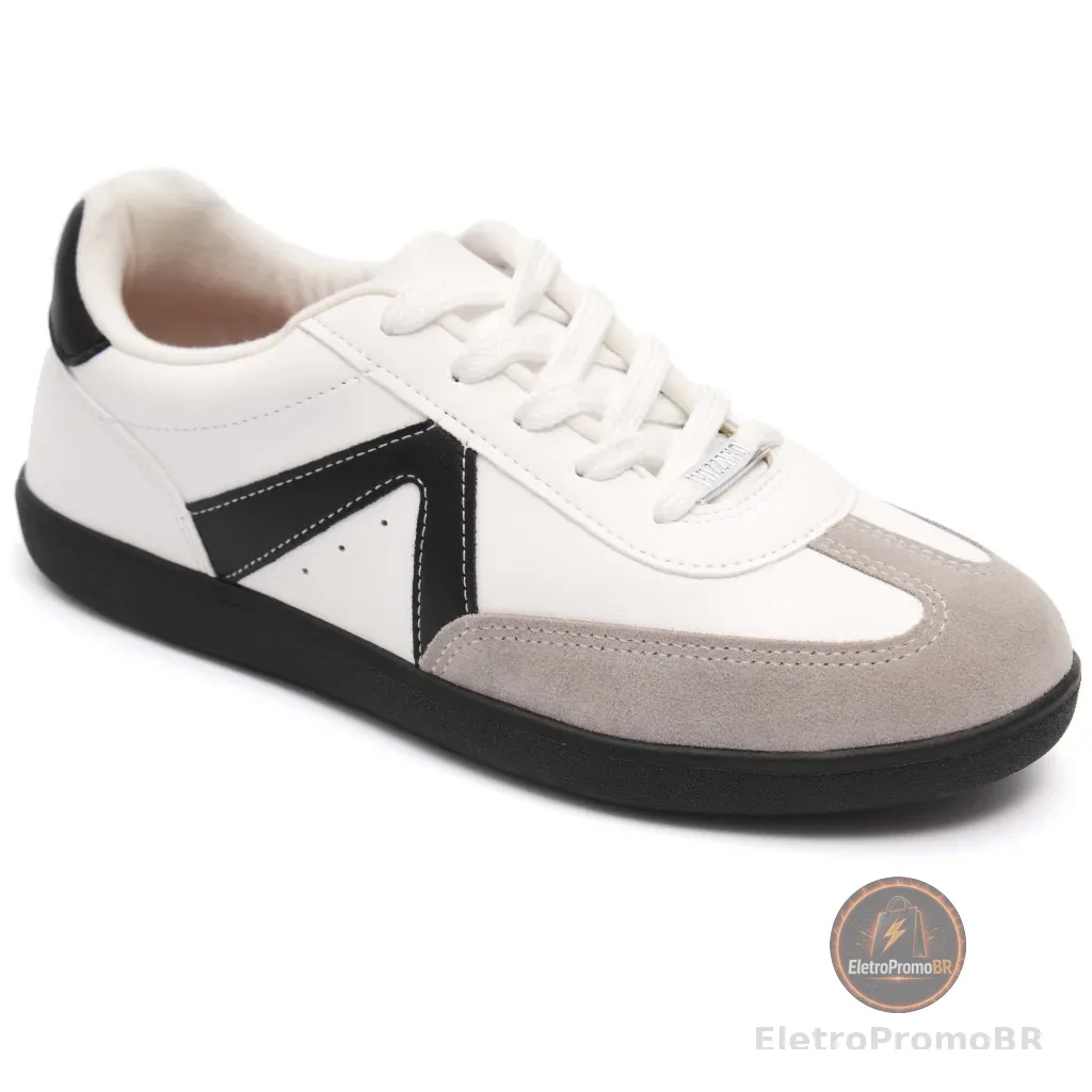 Tênis Vizzano Feminino Casual Original Branco Preto Solado Preto 1430.102