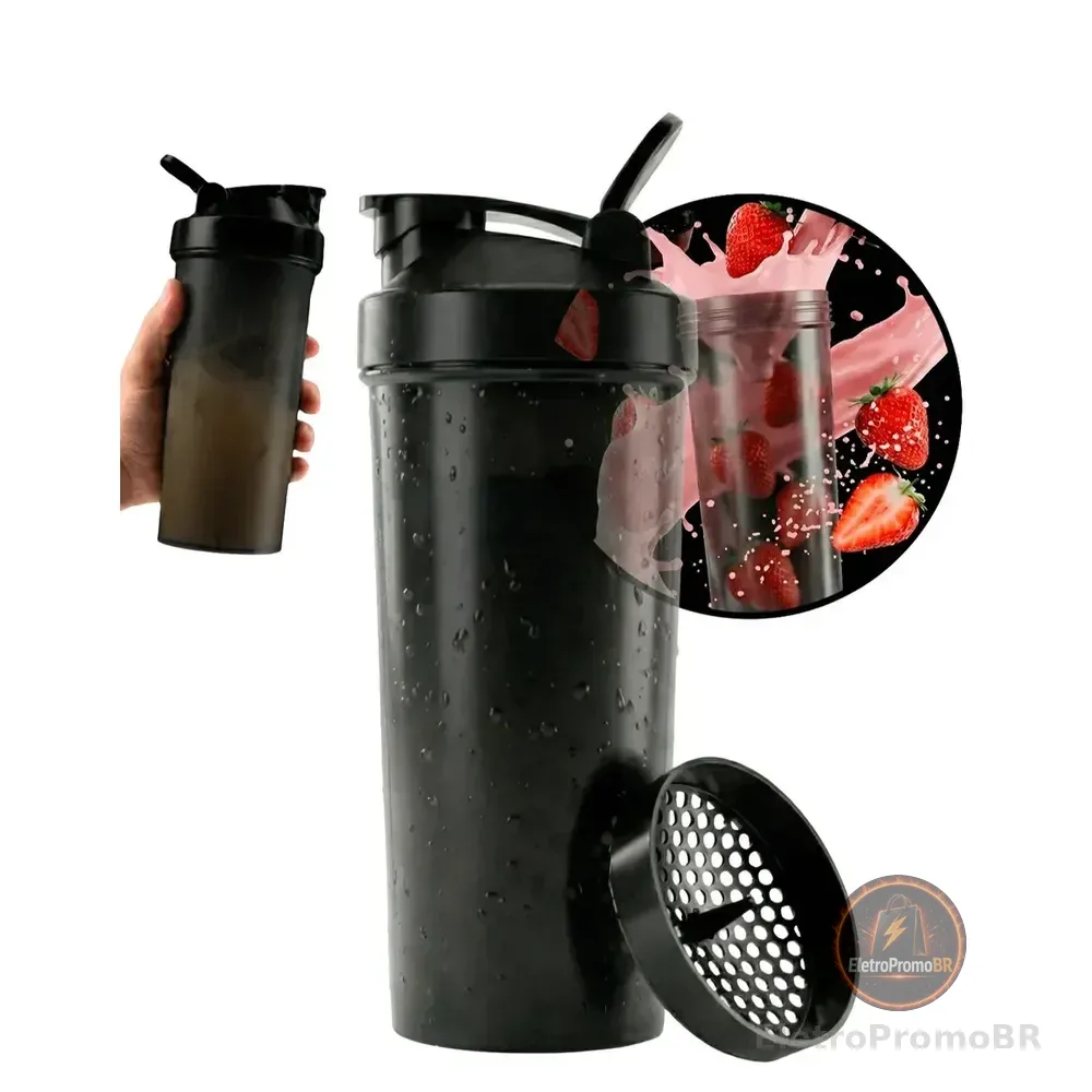 Coqueteleira Shaker 700ml Academia Shaikeira Suplementos Whey Home Safe Home Preto