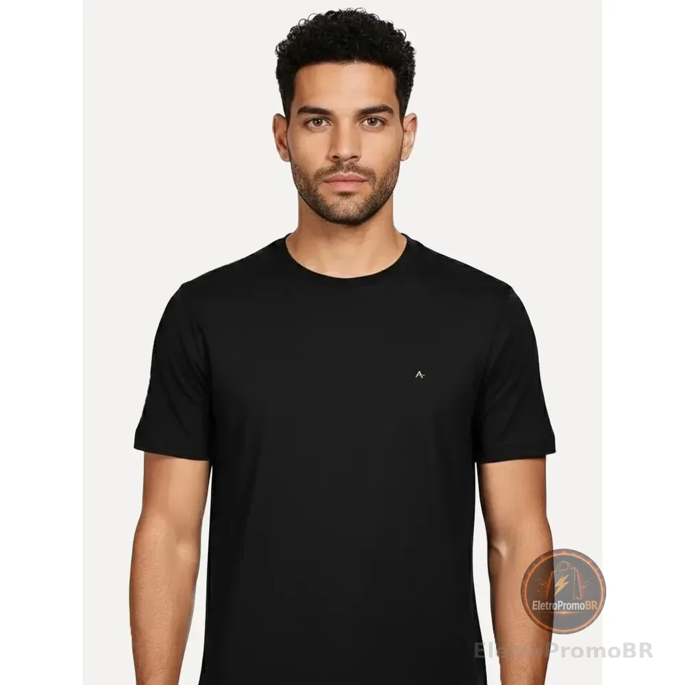 Camiseta Aramis Masculina Crewneck Basic Lisa  Preta M/m