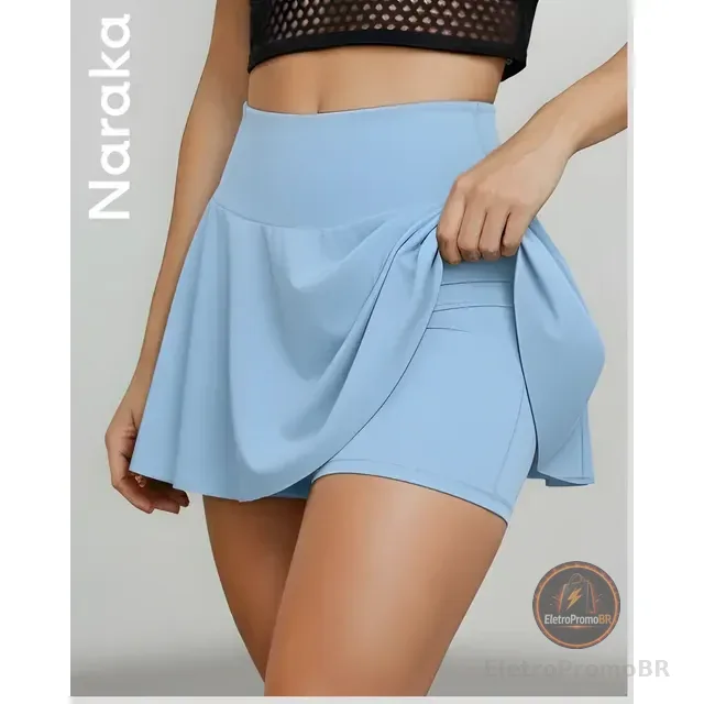 Short Saia Academia Feminino Cintura Alta Legging Fitness