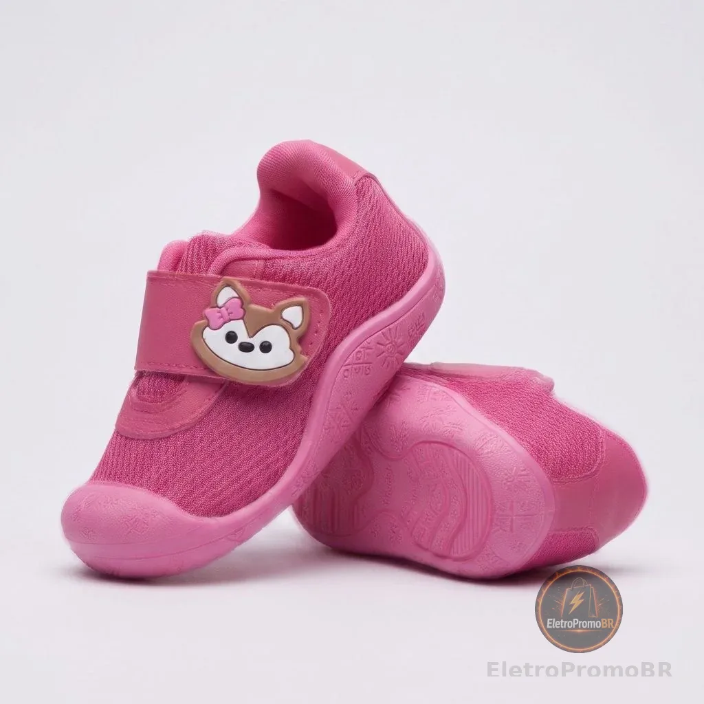 Tênis Meia Bebê Menina Sola Antiderrapante Raposa Pink Kidstep