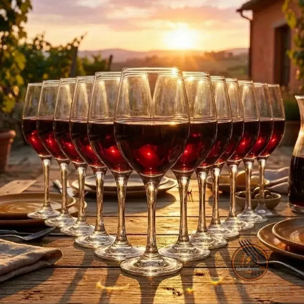 Jogo De Taças Para Vinho Ruvolo De Vidro, 490 Ml  Kit Com 12 Peças Incolor