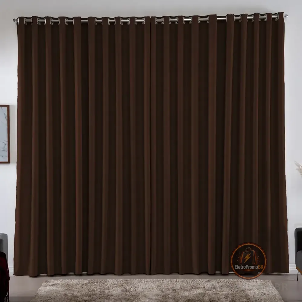 Cortina 3,00x2,80 Metros Blackout Blecaute Tabaco Corta Luz Em Tecido Grosso Para Quarto E Sala Casa Laura Enxovais Marrom