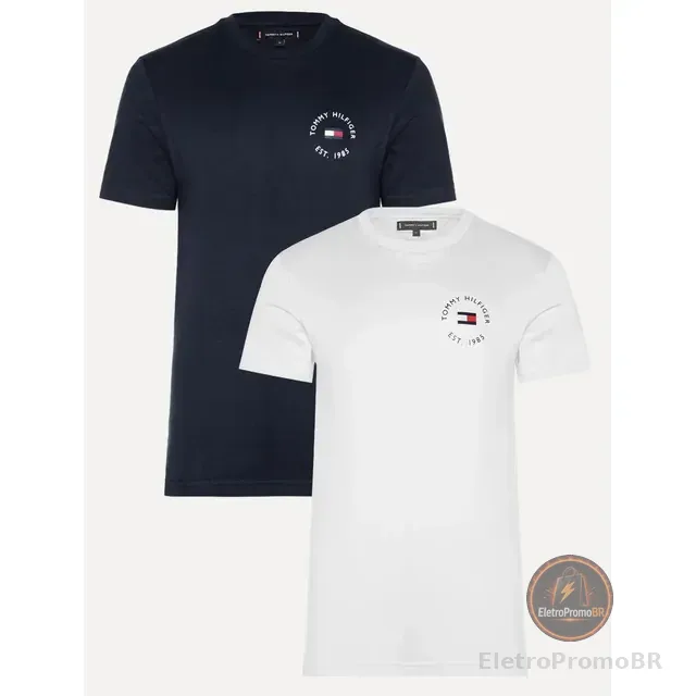 Kit Tommy Hilfiger Camisetas Azul Marinho/branco - Original