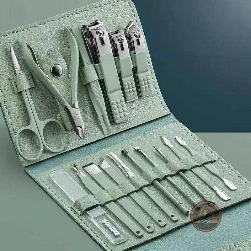Kit 16 Pçs Cortador De Unhas Pedicure Tesoura Prego Conjunto De Ferramentas Em Aço Inoxidável Com Bolsa Dob