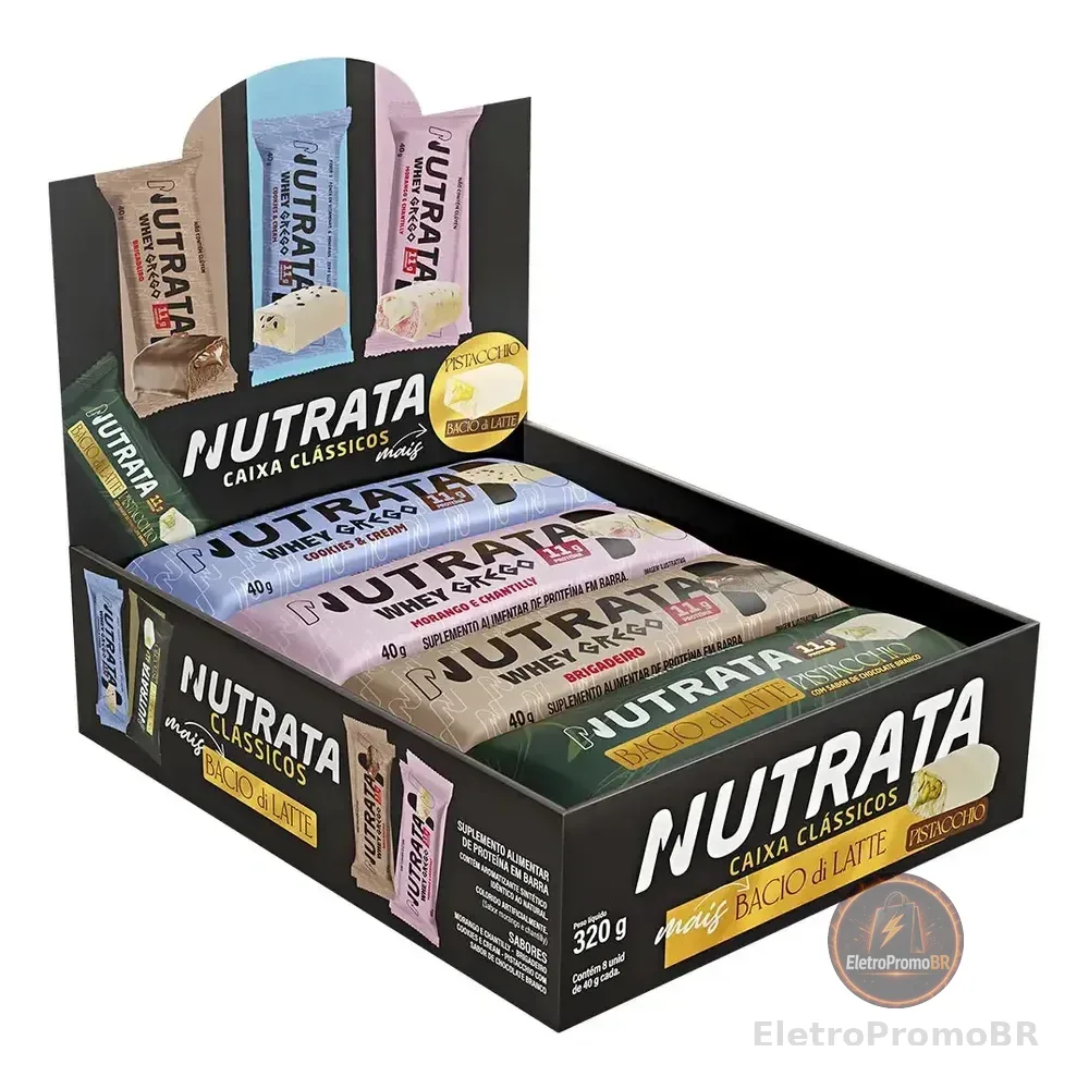 Barra De Proteína Nutrata Bacio Di Latte Com Sabor Misto  Pack Com 8 Unidades