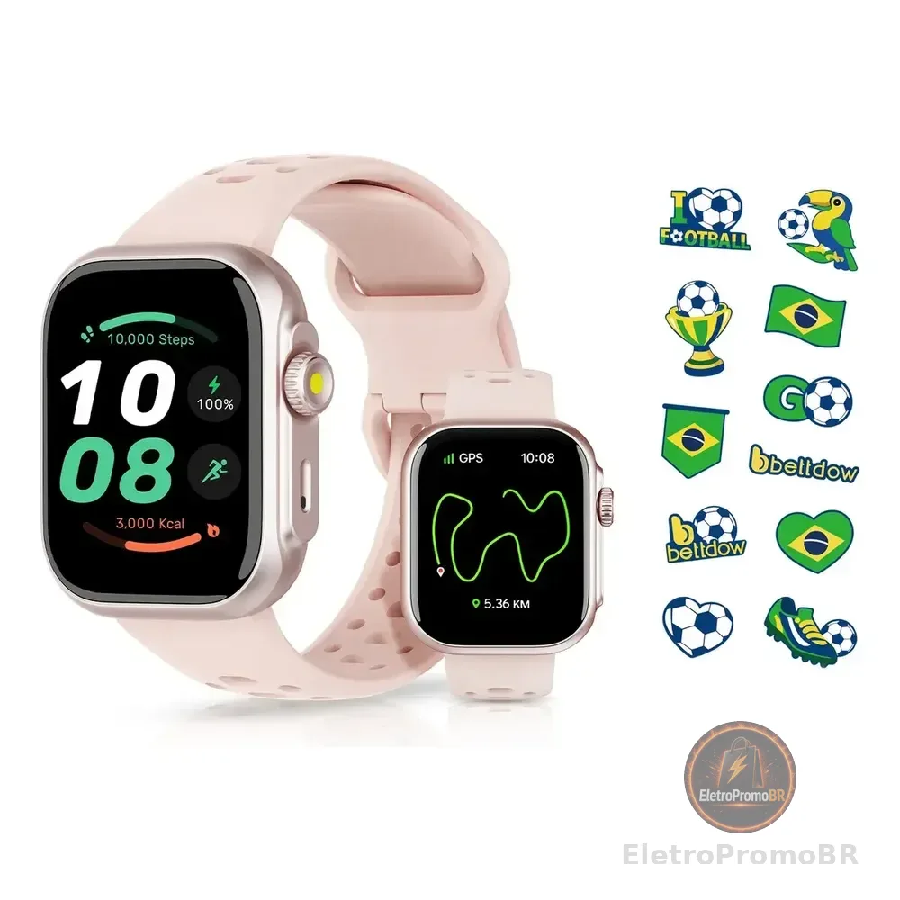 Relógio Smartwatch Bettdow Fb041 Esportivo Alexa E Gps 1.85 Rosa Preto