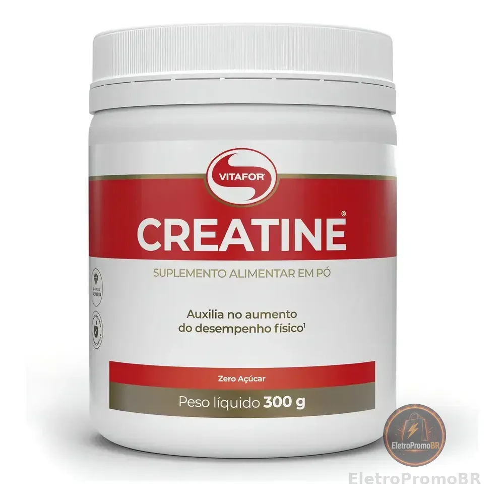 Creatina Monohidratada Em Pó 300g Vitafor Sem Sabor Vegana Glúten Free
