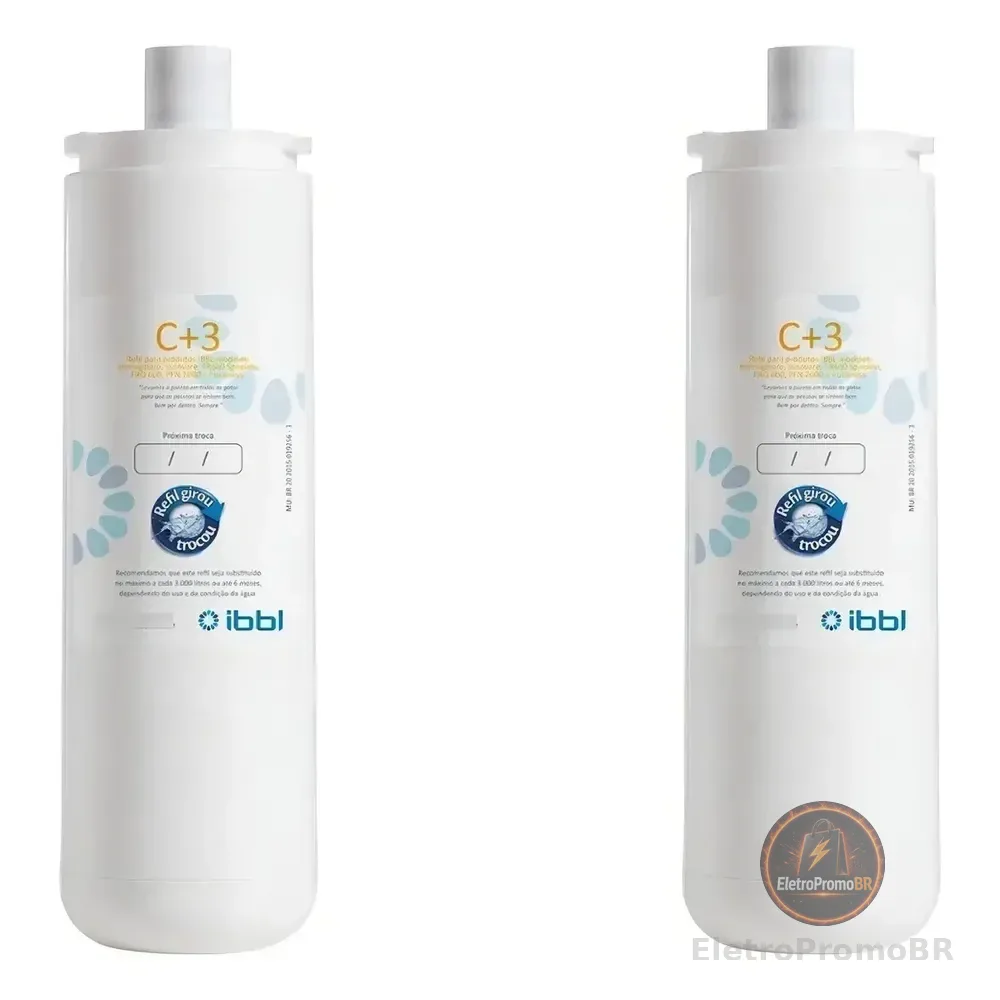 Kit 2 Refis C+3 Purificador De Água Ibbl Para 1 Ano Branco