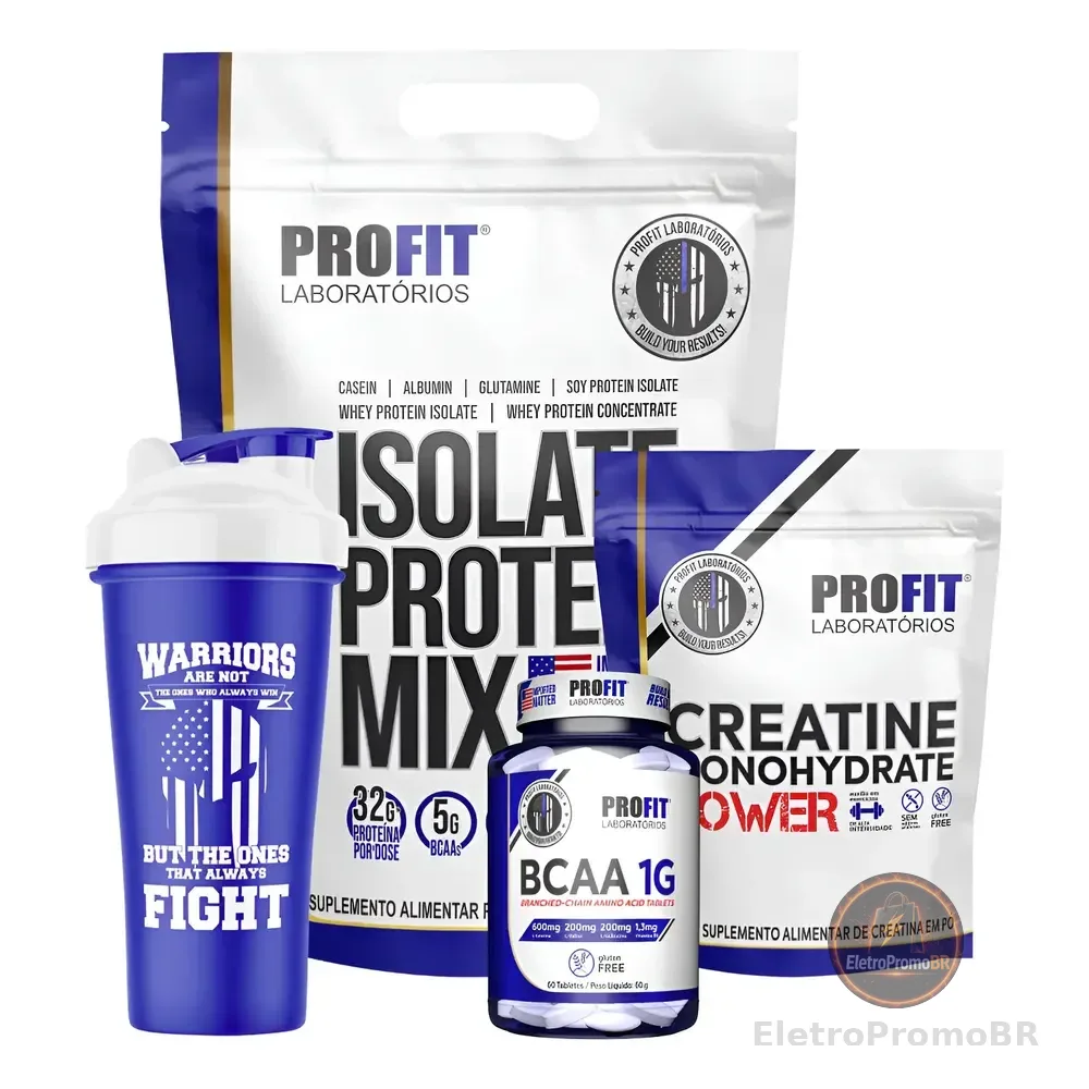 Kit Whey Isolate Protein Mix Creatina Power Bcaa 1g Profit Baunilha 1.8kg | Bcaa 60 Tabs | Creatina 300g