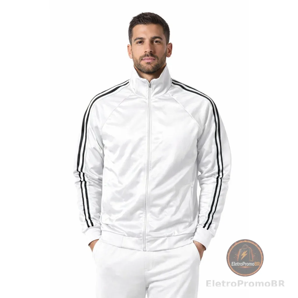 Jaqueta Masculina Gola Alta com Faixas Dryfit Moda Outono/Inverno 2K26