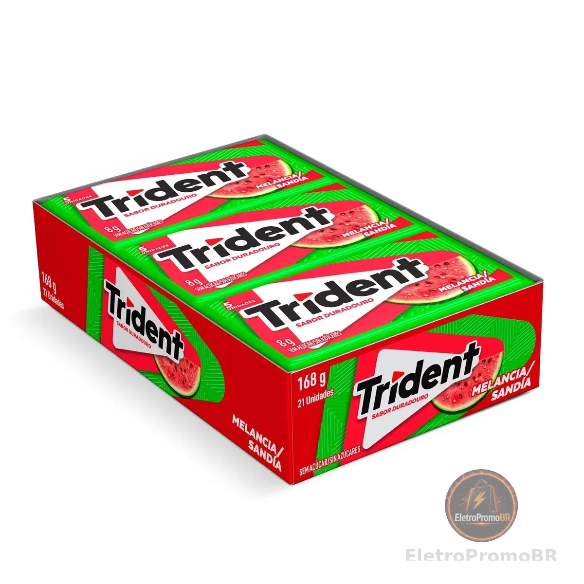 Chiclete Trident Melancia Sem Açúcar - Caixa com 21 unid. de 8gs
